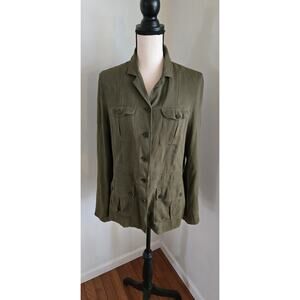 Ralph lauren green silk anorak medium top blouse
